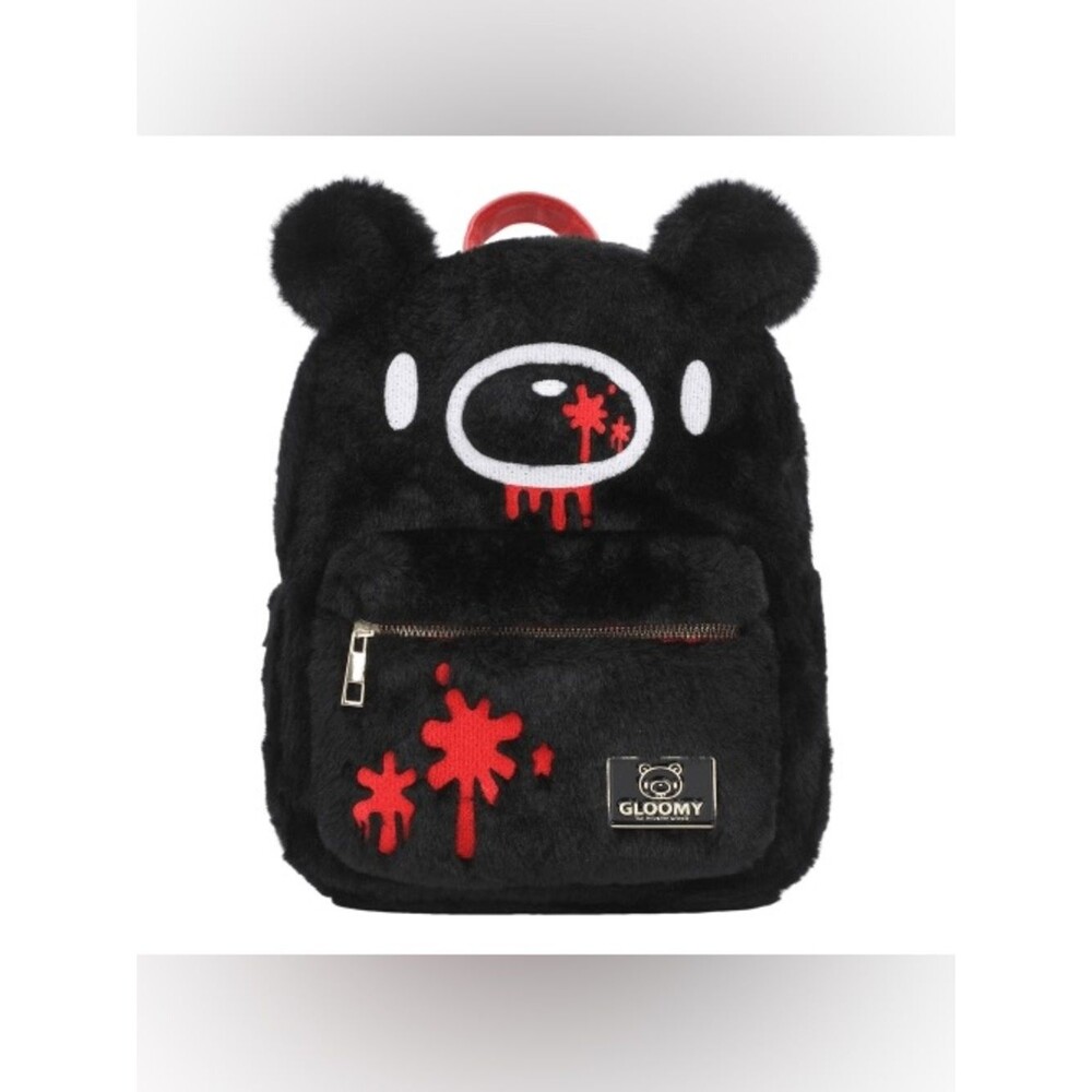 Bioworld Black Gloomy Naughty Grizzly Fuzzy Plush Mini Backpack Kawaii Kidcore